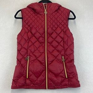 MICHAEL KORS Red Down Filled Packable Vest Size Small